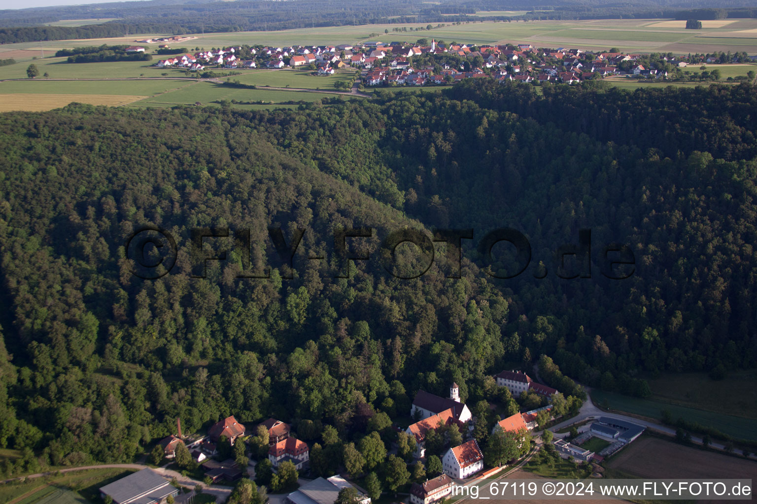 Aerial view of Schelklingen in the state Baden-Wuerttemberg, Germany