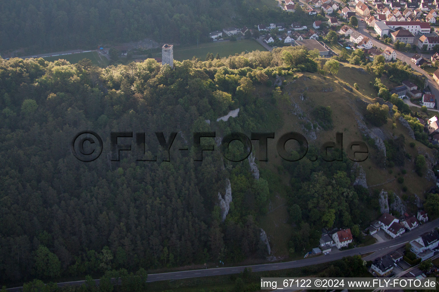 Oblique view of Schelklingen in the state Baden-Wuerttemberg, Germany