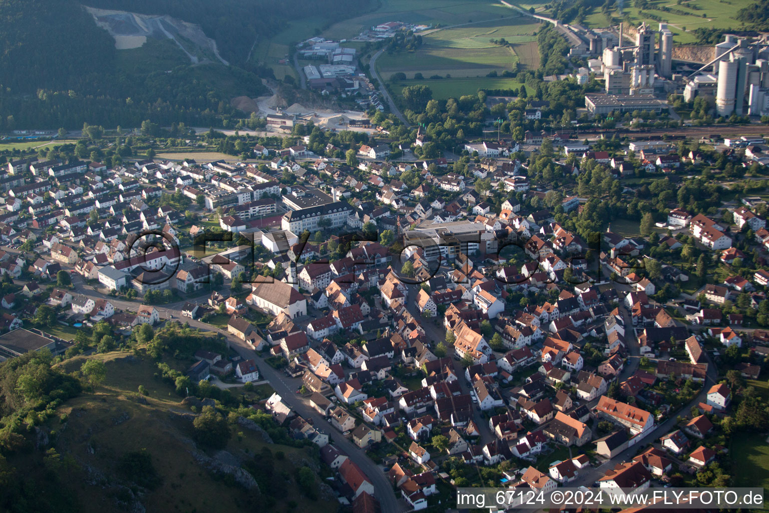 Schelklingen in the state Baden-Wuerttemberg, Germany out of the air