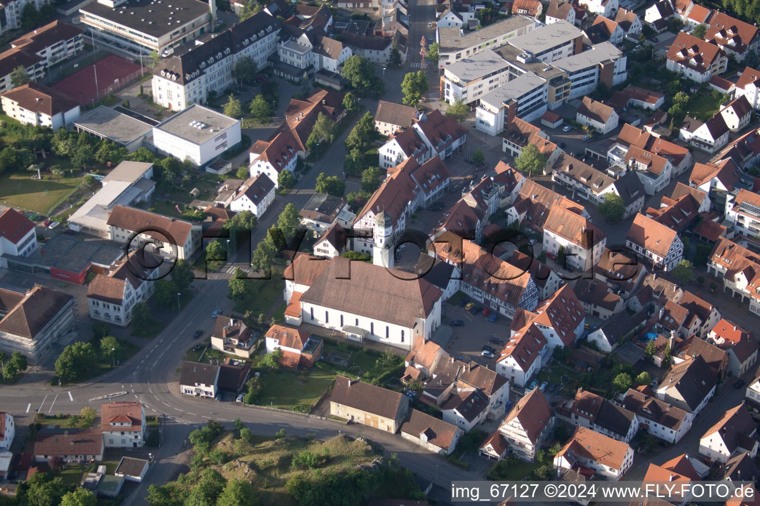 Schelklingen in the state Baden-Wuerttemberg, Germany seen from above