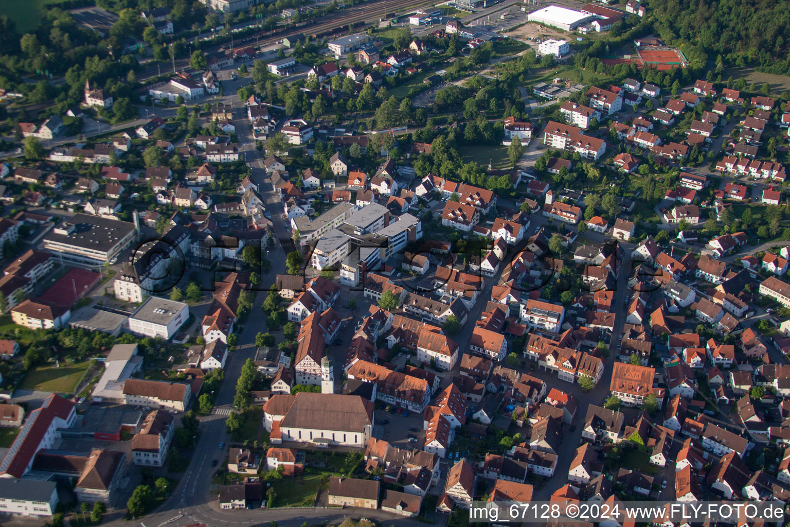 Schelklingen in the state Baden-Wuerttemberg, Germany from the plane