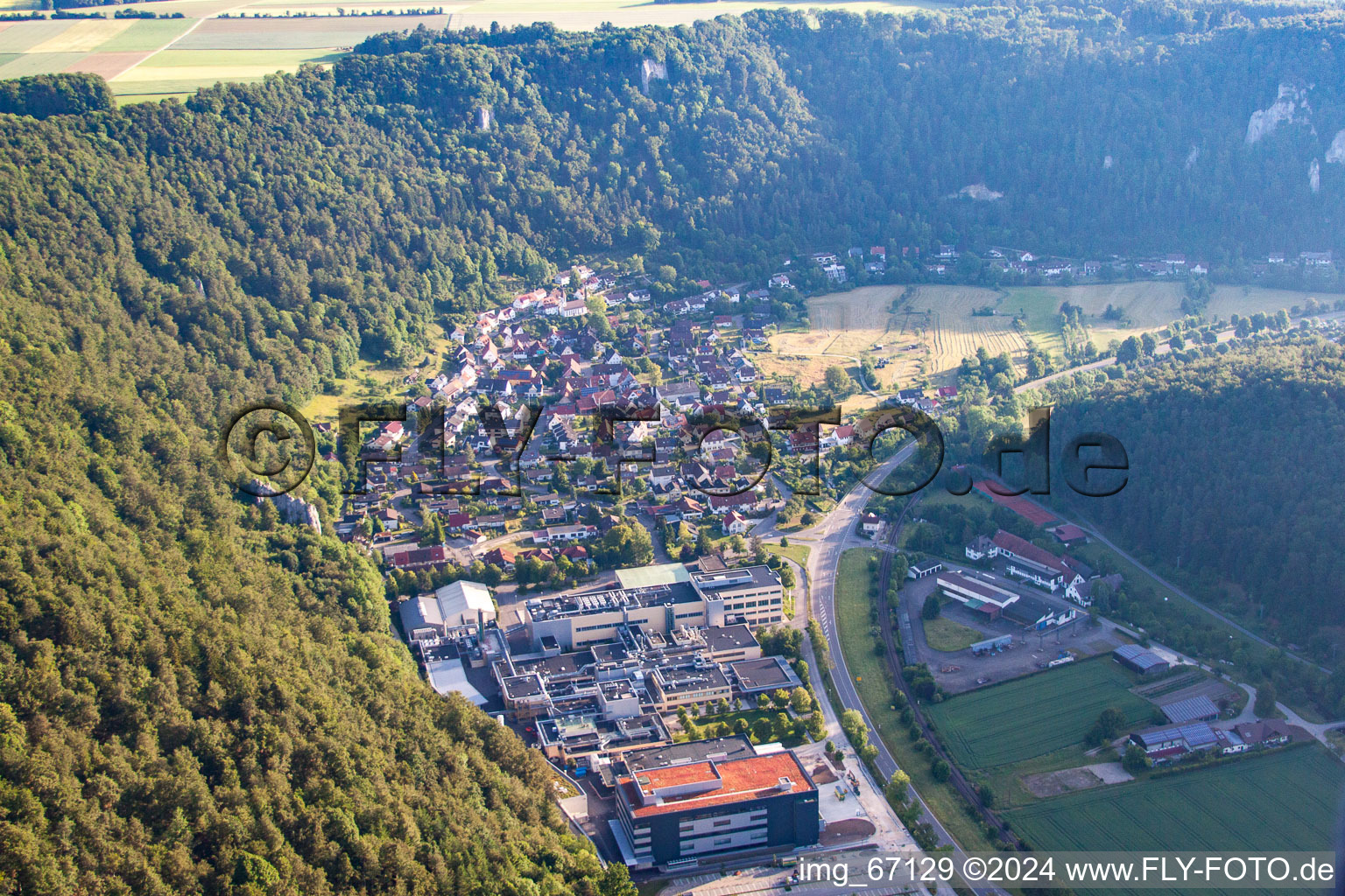 Town View of the streets and houses of the residential areas in the district Gerhausen in Blaubeuren in the state Baden-Wurttemberg