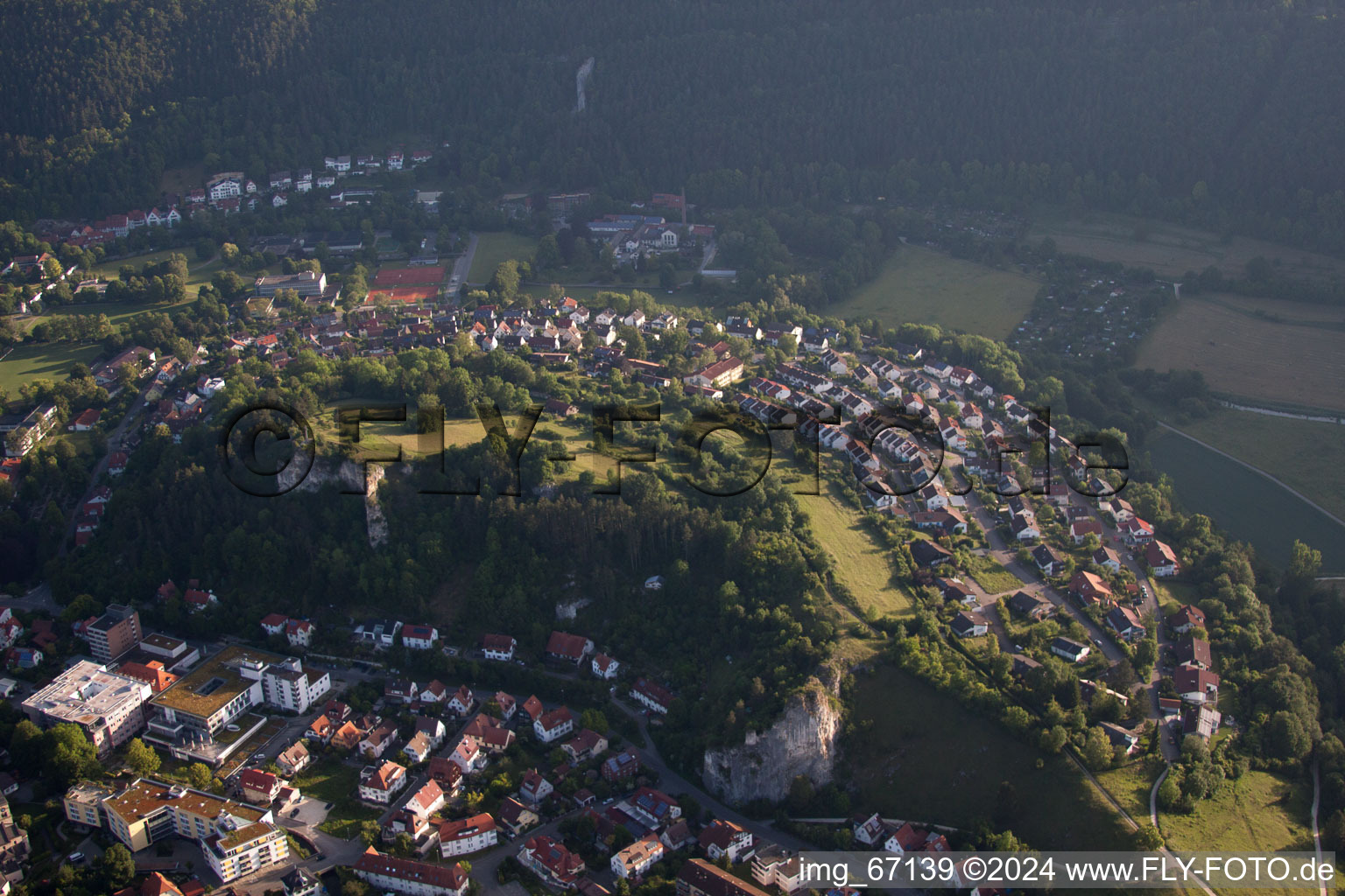 Aerial view of Blaubeuren in the state Baden-Wuerttemberg, Germany