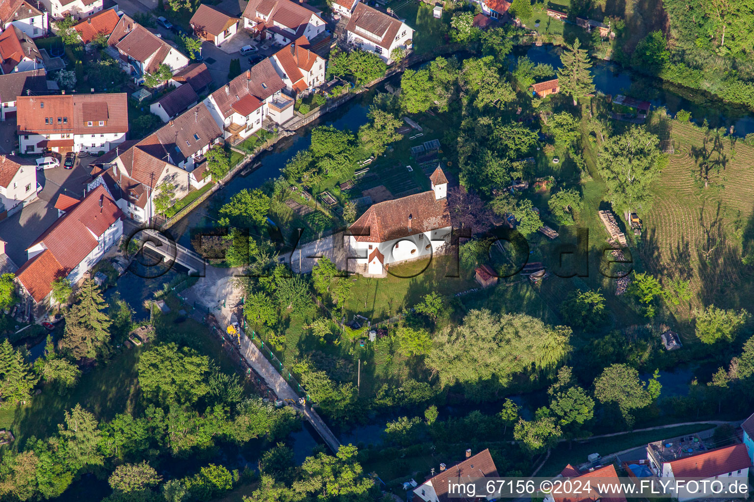 Gerhausen in the state Baden-Wuerttemberg, Germany seen from above