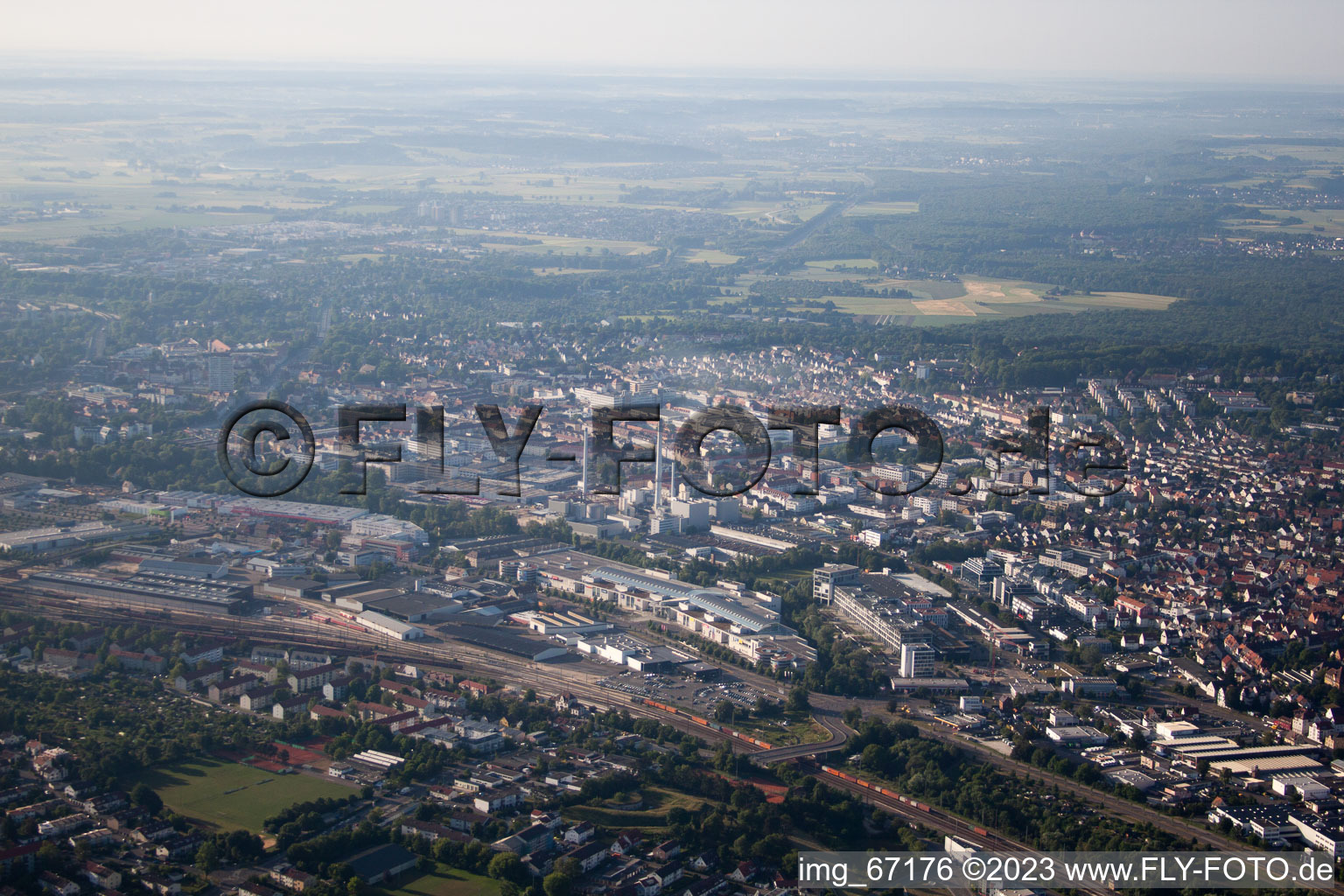Aerial photograpy of Ulm in the state Baden-Wuerttemberg, Germany