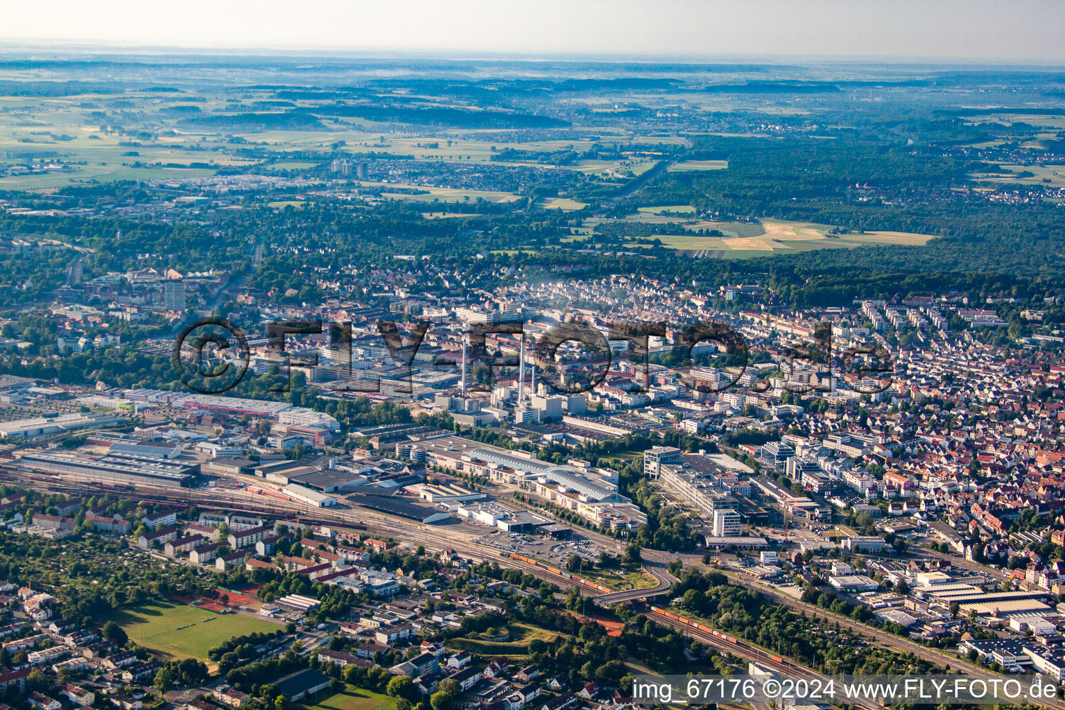 Aerial photograpy of Ulm in the state Baden-Wuerttemberg, Germany