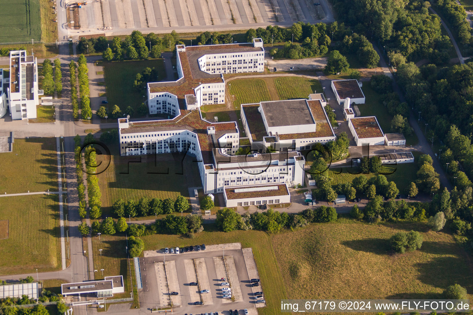 Aerial photograpy of Building complex of the Institute Daimler TSS GmbH in Ulm in the state Baden-Wurttemberg, Germany