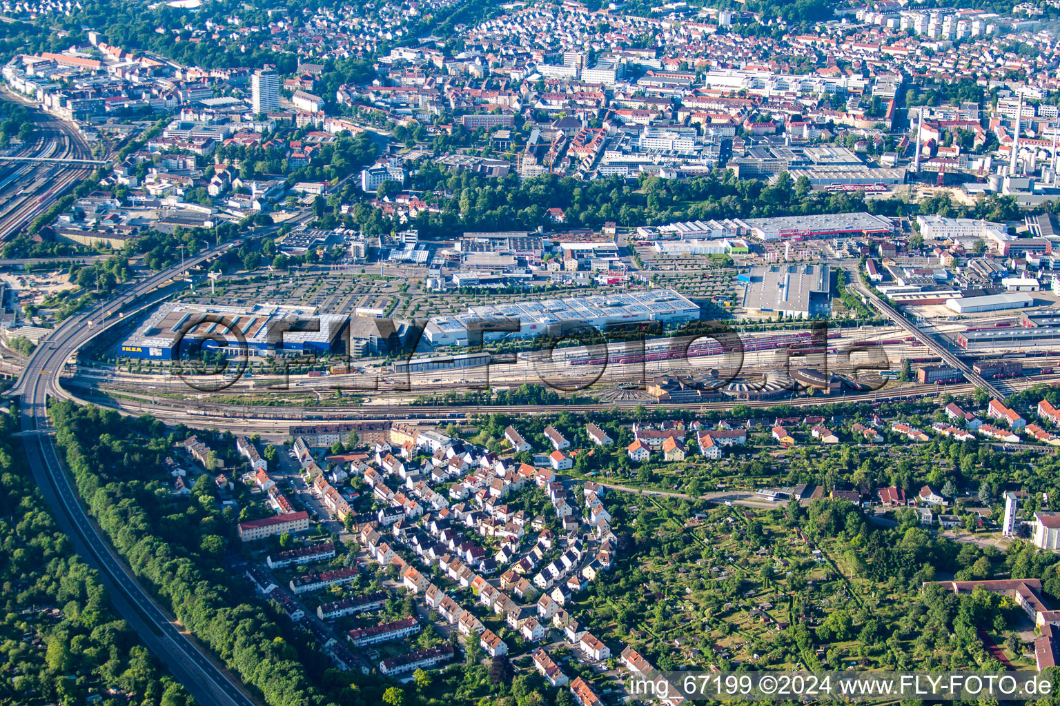 IKEA and Mediamart in the district Weststadt in Ulm in the state Baden-Wuerttemberg, Germany