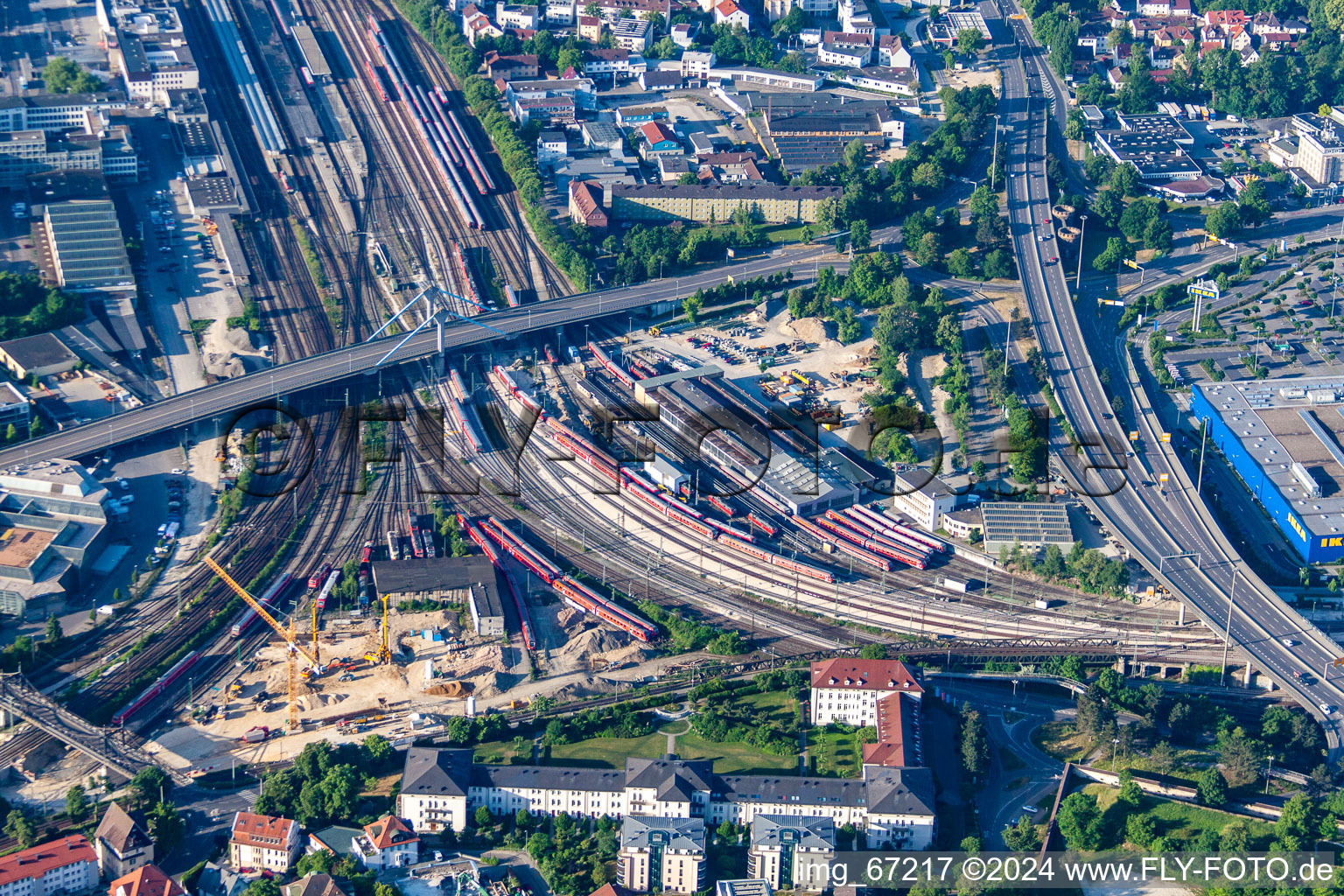 Railway triangle in the district Mitte in Ulm in the state Baden-Wuerttemberg, Germany