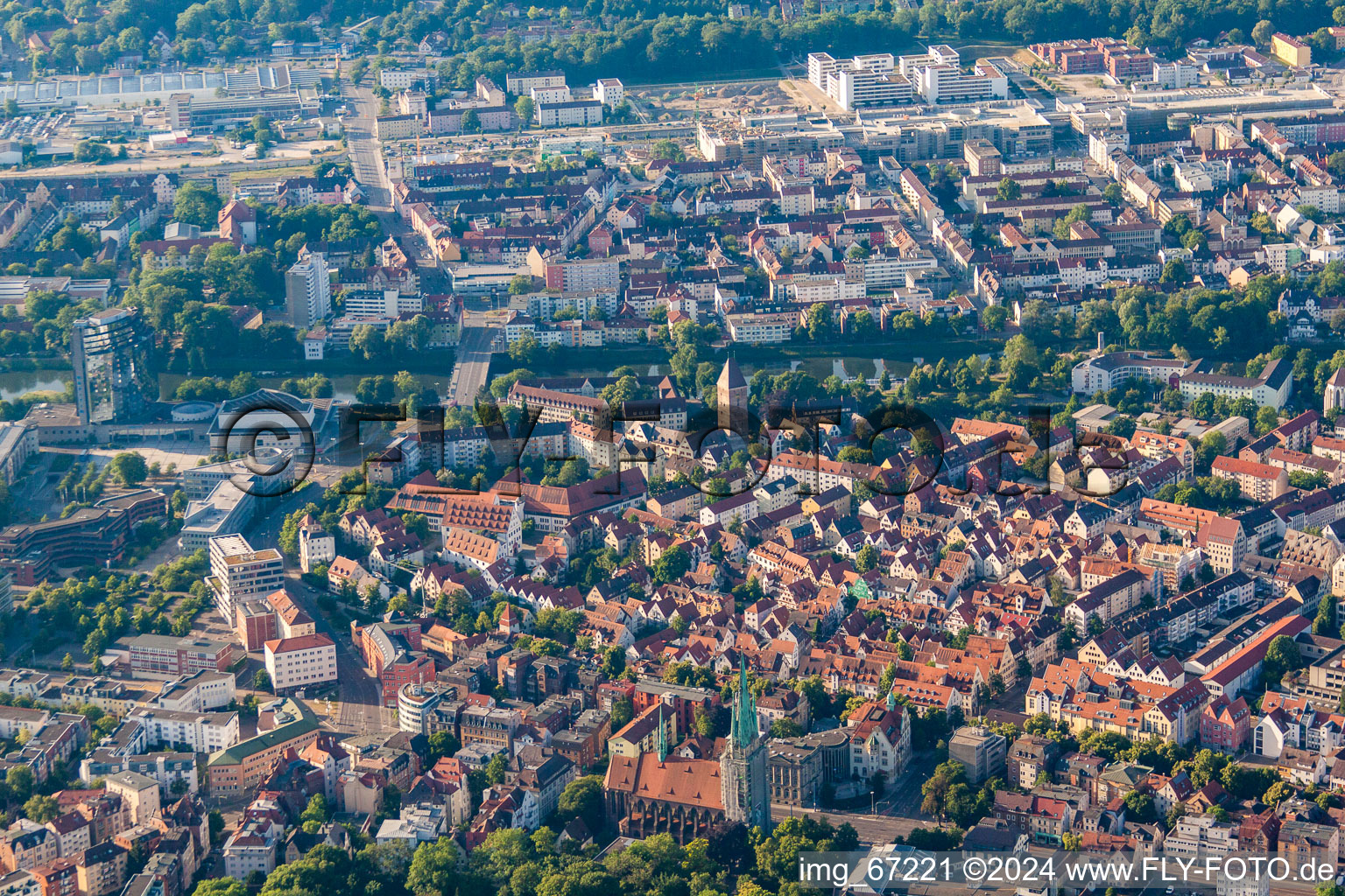 Aerial view of Ulm in the state Baden-Wuerttemberg, Germany