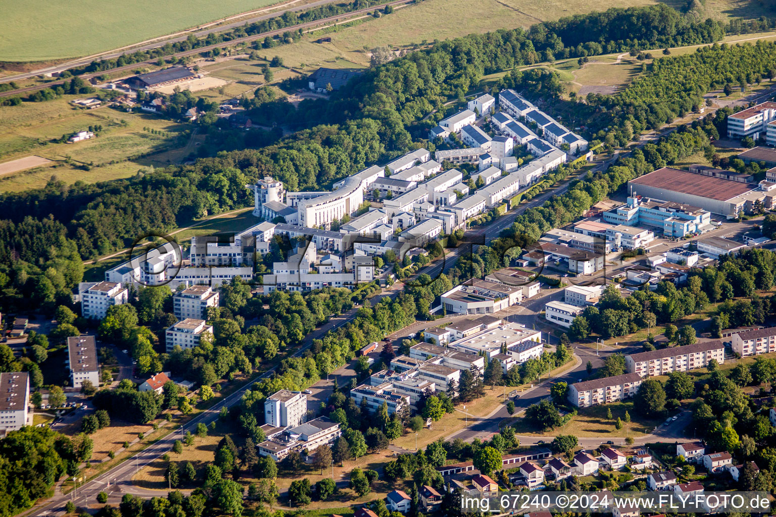 Residential area of the multi-family house settlement Eichberg in Ulm in the state Baden-Wurttemberg, Germany