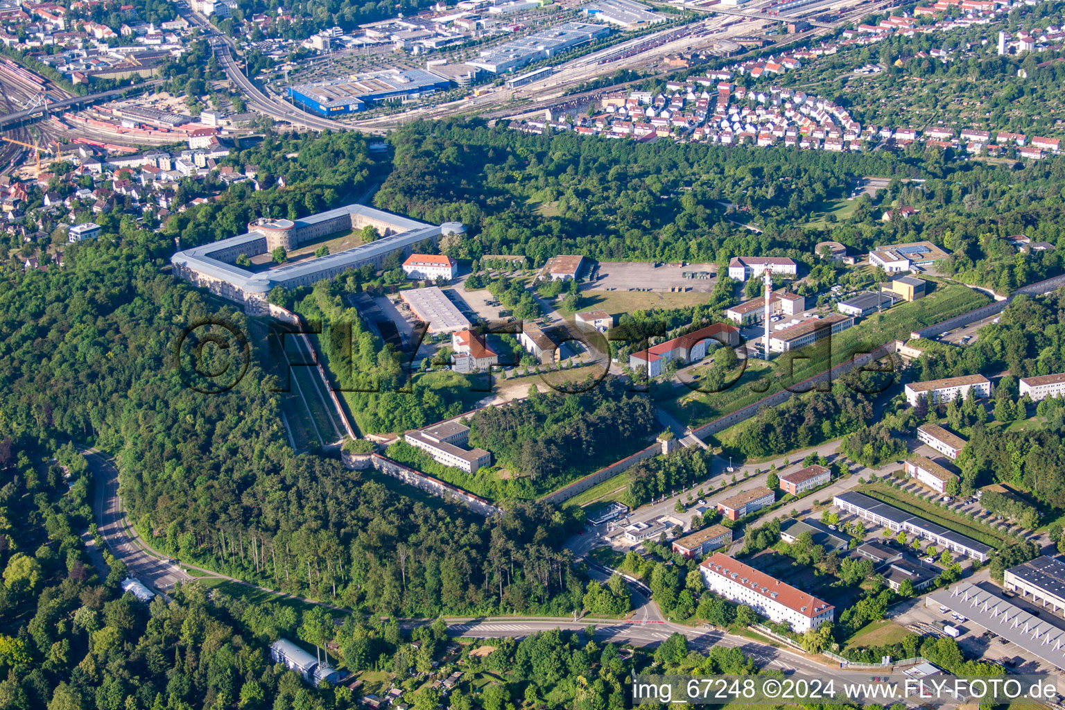 Oblique view of Castle of the fortress Wilhelmsburg (Werk XII) in Ulm in the state Baden-Wurttemberg, Germany