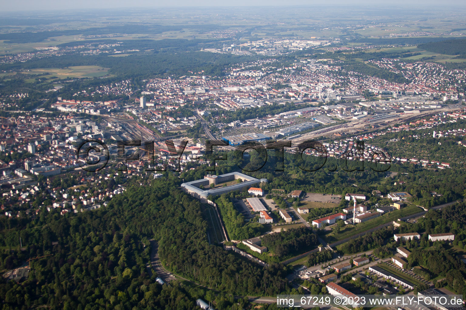 Aerial view of Ulm in the state Baden-Wuerttemberg, Germany