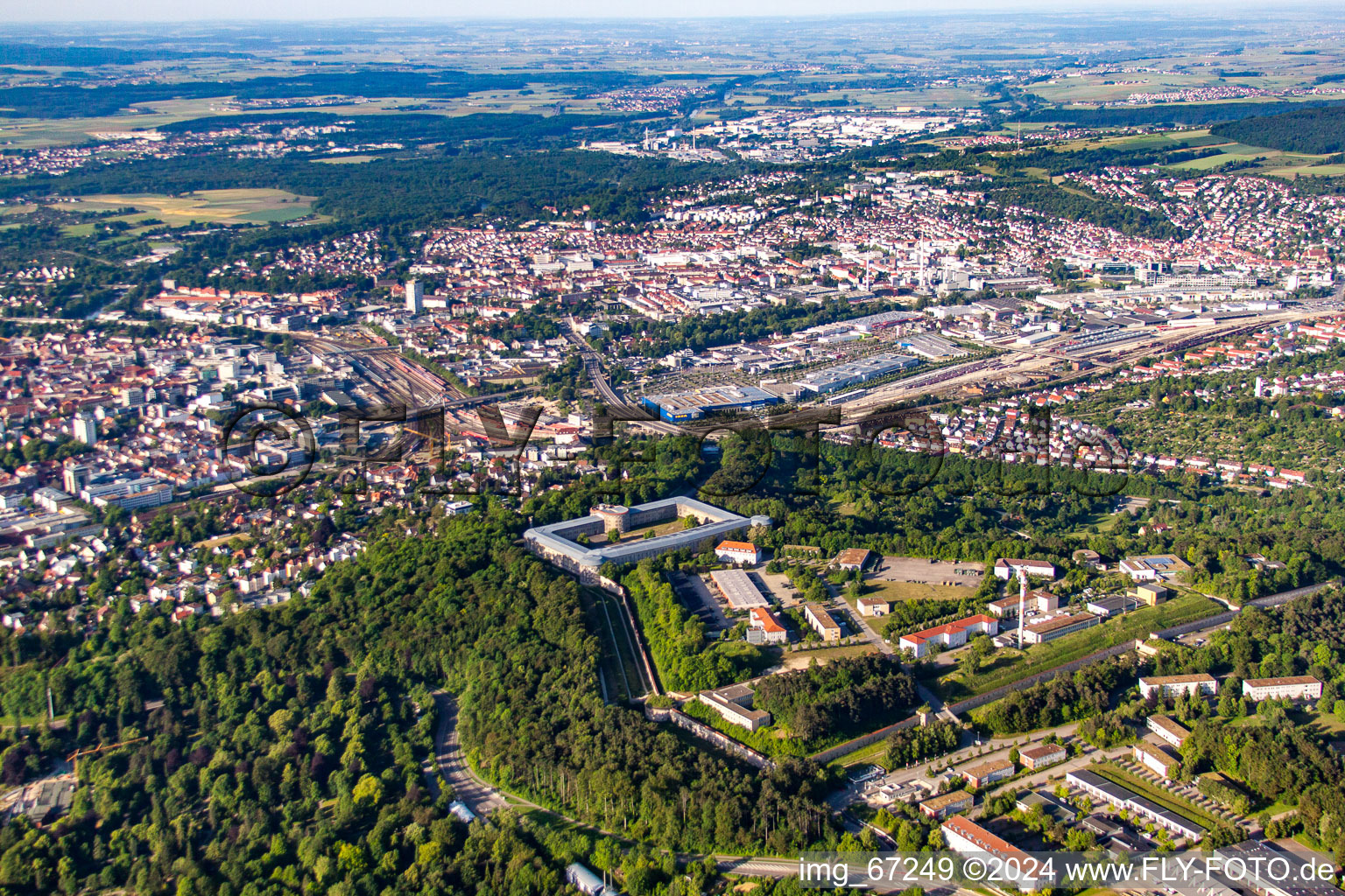 Aerial view of Ulm in the state Baden-Wuerttemberg, Germany