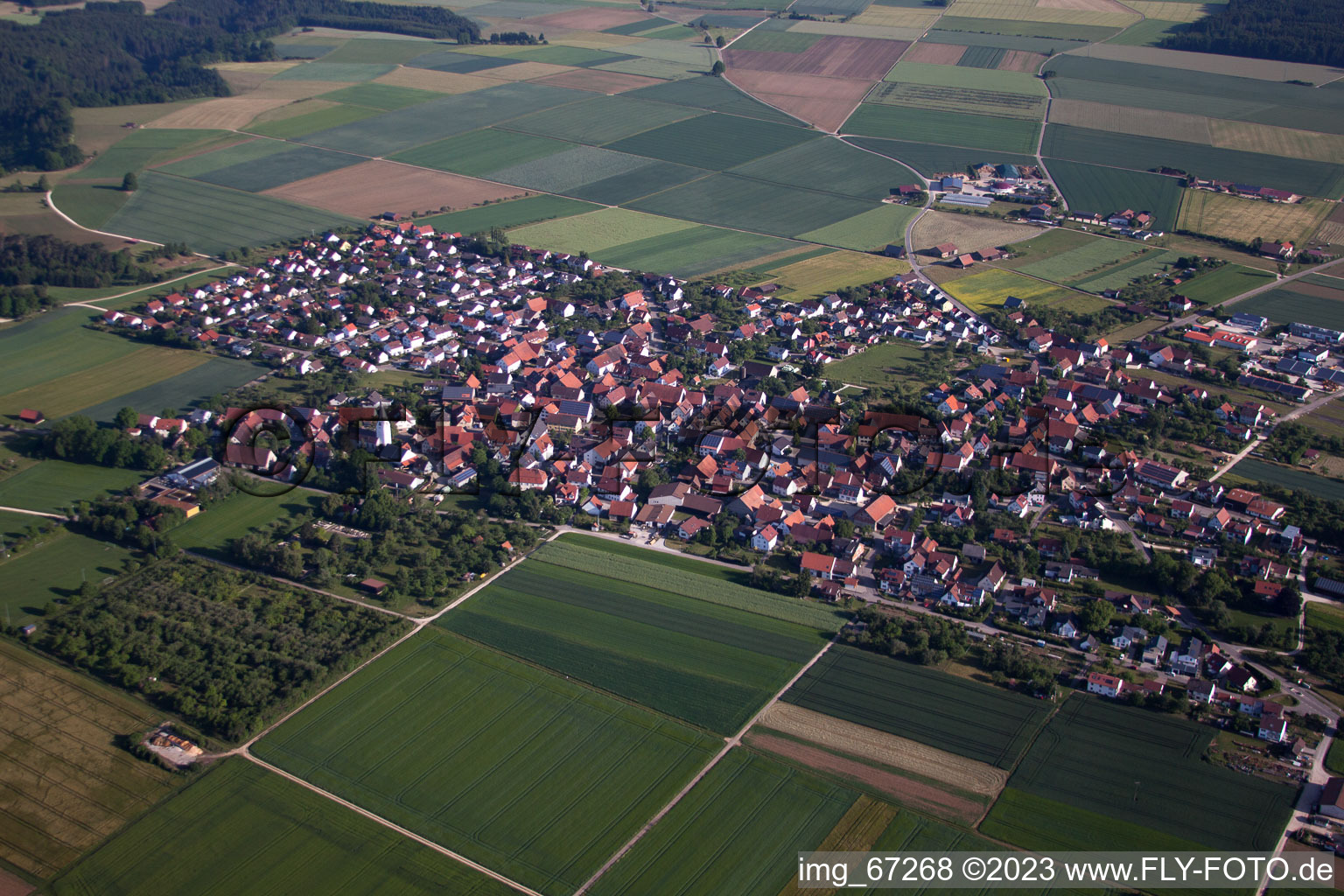 Aerial view of Hohenstein in the state Baden-Wuerttemberg, Germany