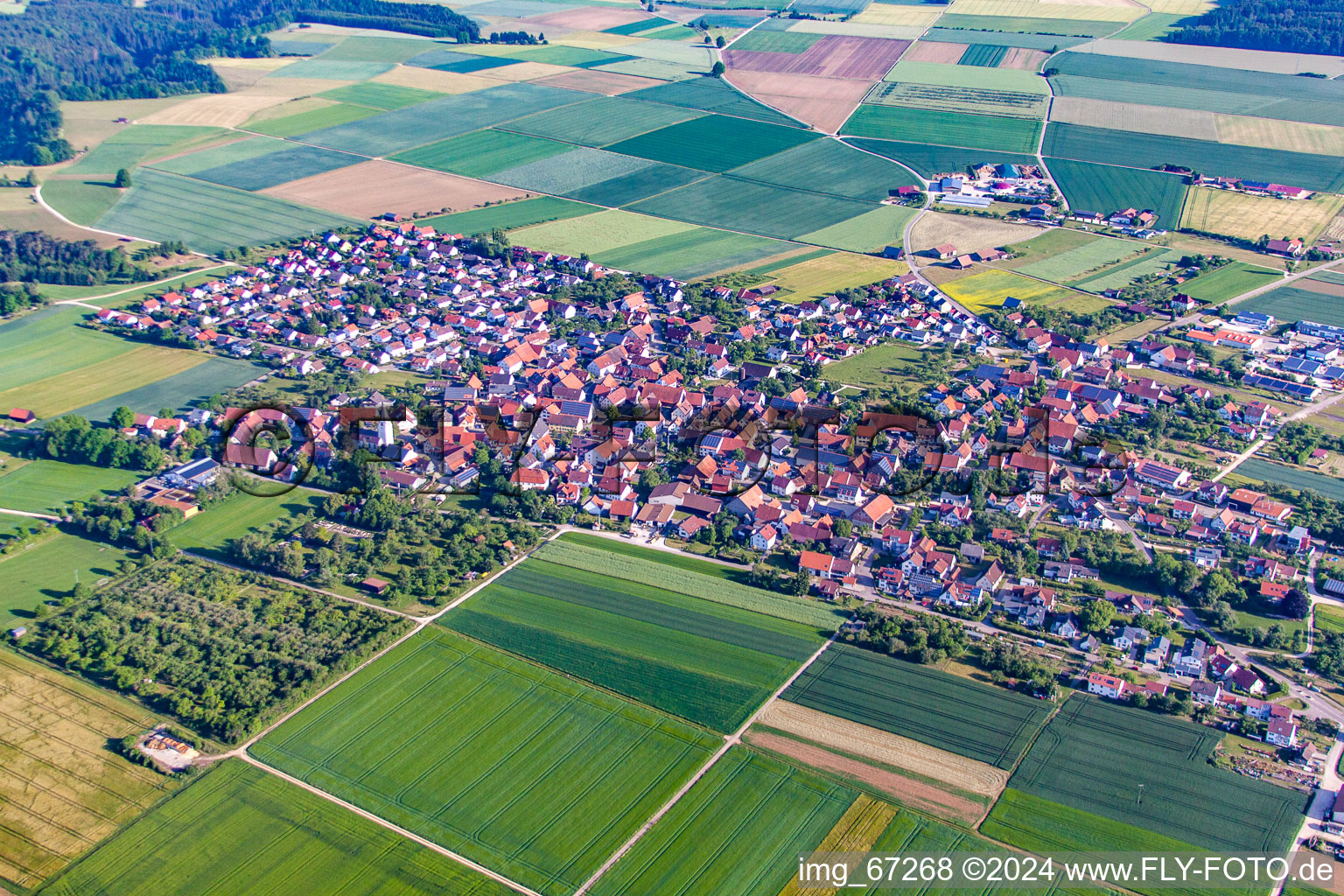 From the southeast in the district Bermaringen in Blaustein in the state Baden-Wuerttemberg, Germany