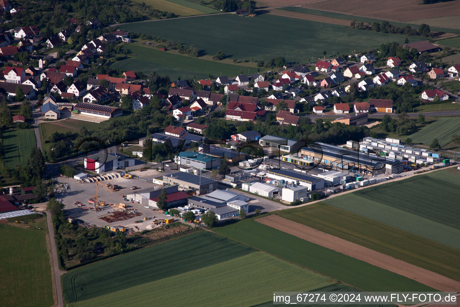 Aerial photograpy of Town View of the streets and houses of the residential areas in the district Asch in Blaubeuren in the state Baden-Wurttemberg