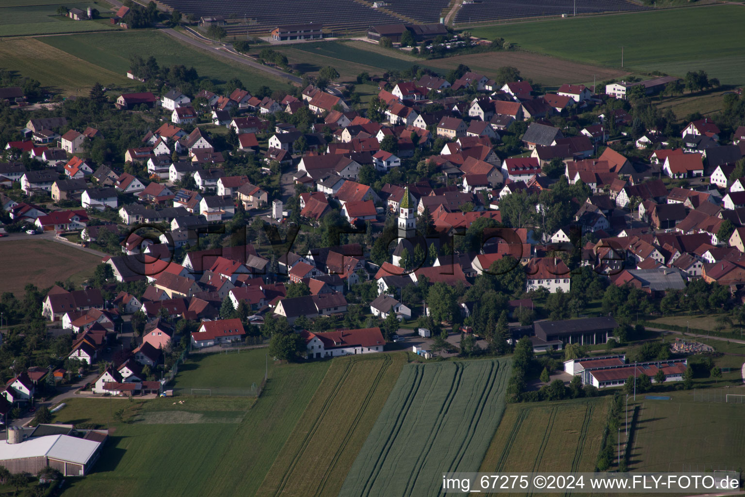 Oblique view of Town View of the streets and houses of the residential areas in the district Asch in Blaubeuren in the state Baden-Wurttemberg