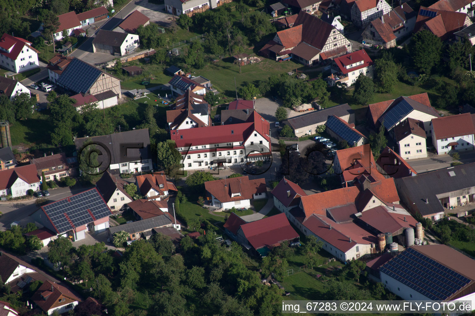 Aerial view of District Bühlenhausen in Berghülen in the state Baden-Wuerttemberg, Germany