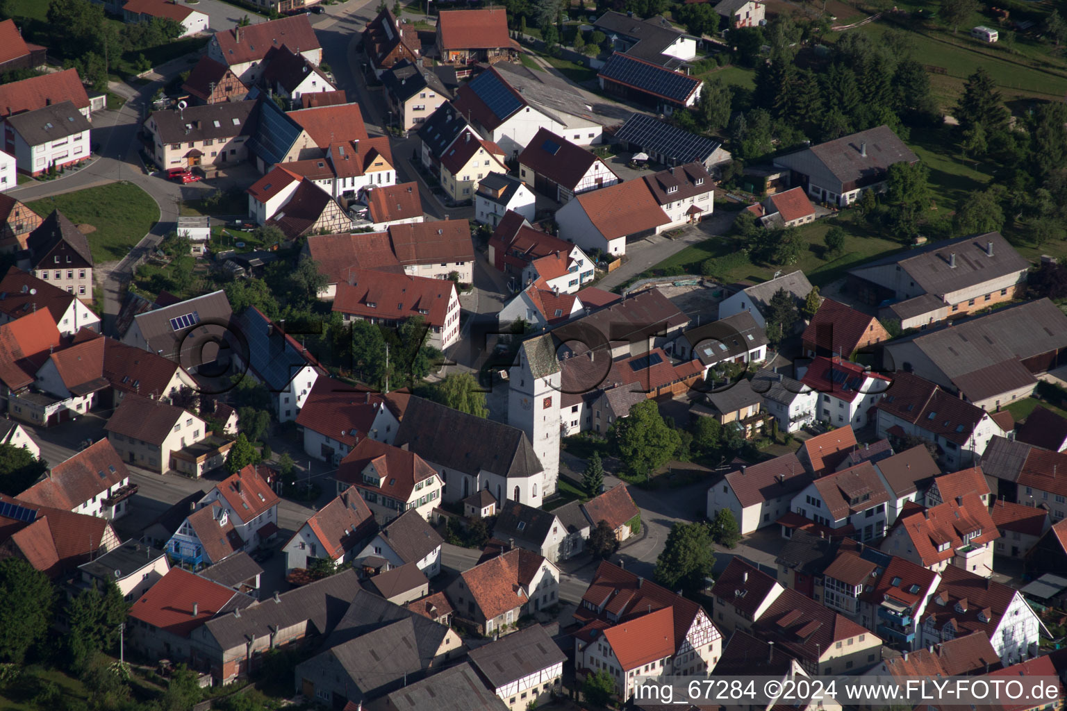 Village view in Berghuelen in the state Baden-Wurttemberg