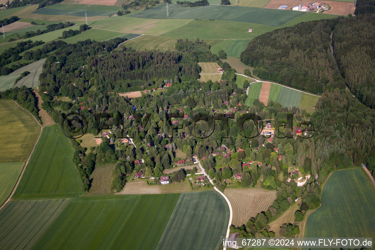 Aerial view of Berghülen in the state Baden-Wuerttemberg, Germany