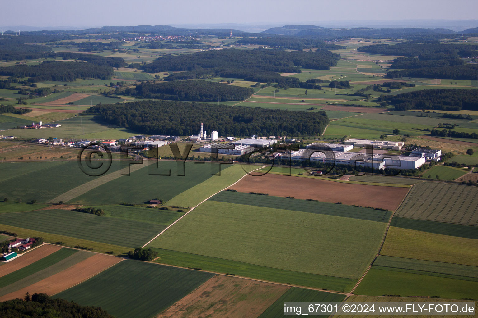 Industrial and commercial area Ingenieurbuero Stark GmbH & Co. KG in Laichingen in the state Baden-Wurttemberg, Germany