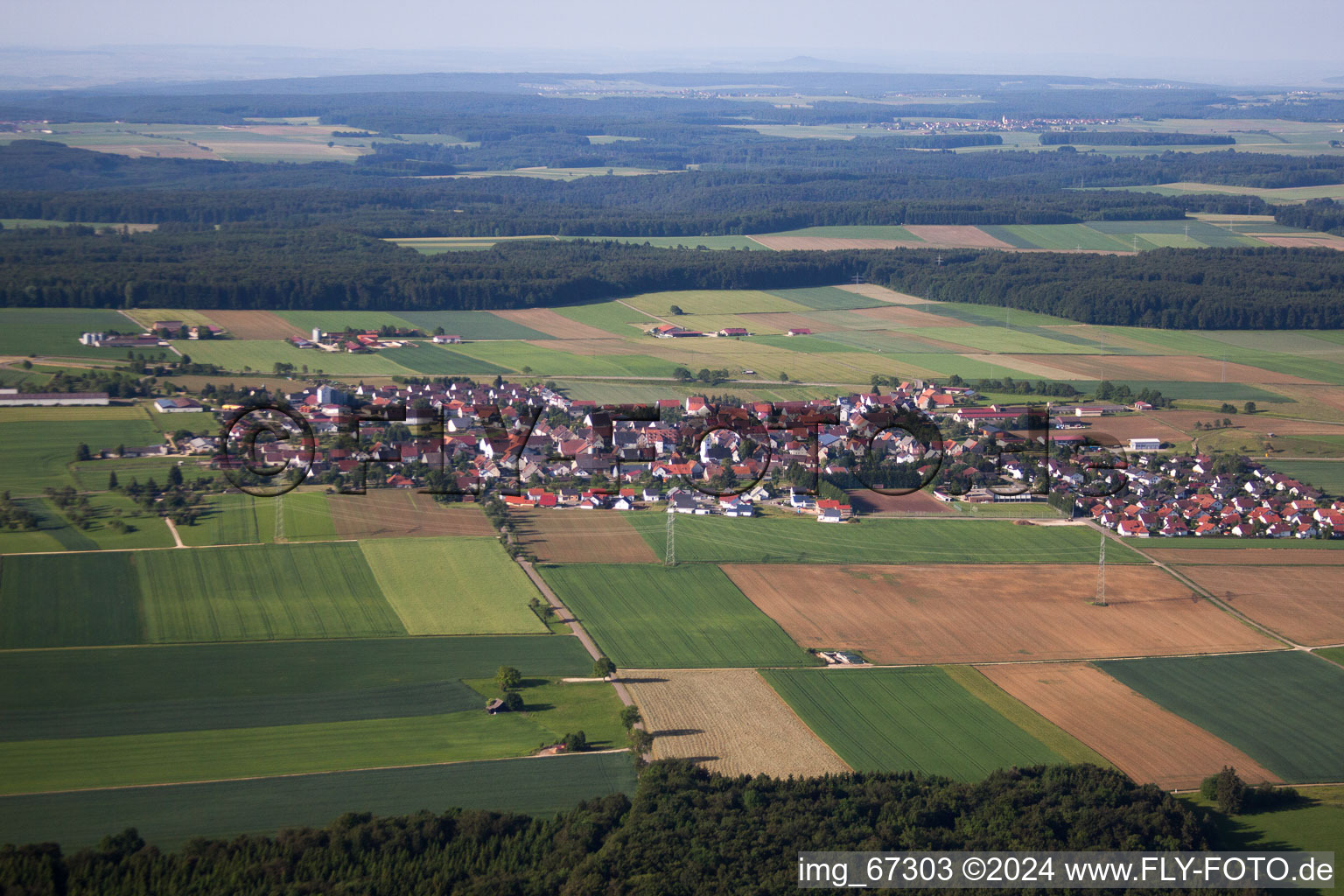 Aerial view of Suppingen in the state Baden-Wuerttemberg, Germany