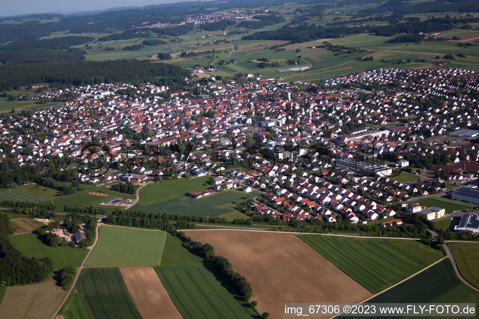 Aerial view of Laichingen in the state Baden-Wuerttemberg, Germany