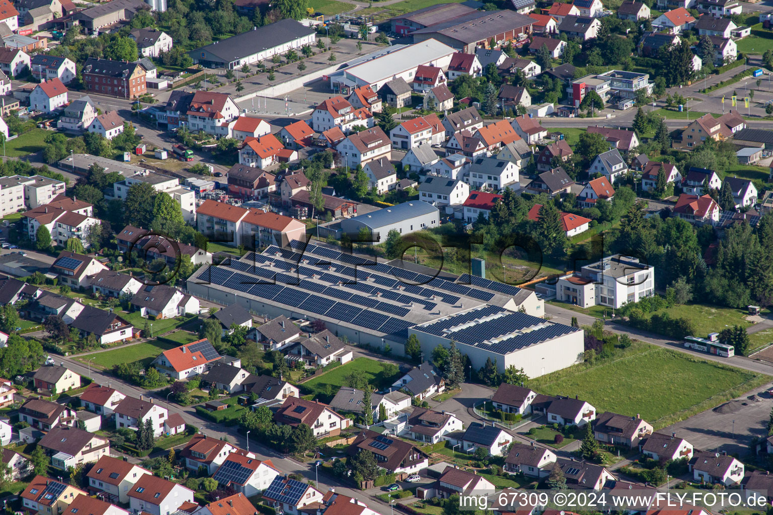 Oblique view of Laichingen in the state Baden-Wuerttemberg, Germany