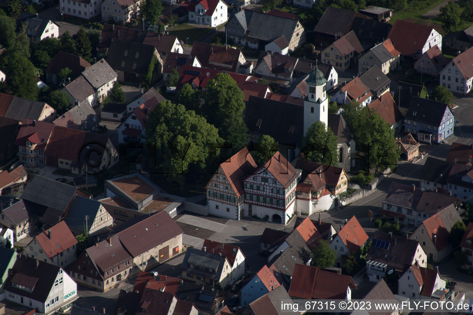 Laichingen in the state Baden-Wuerttemberg, Germany from the plane