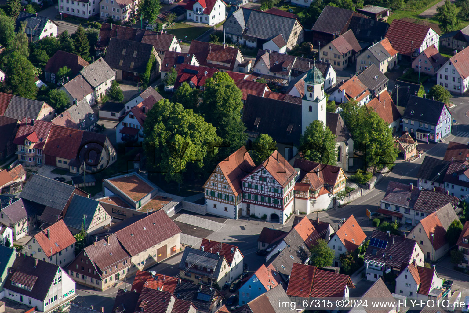 Laichingen in the state Baden-Wuerttemberg, Germany from the plane