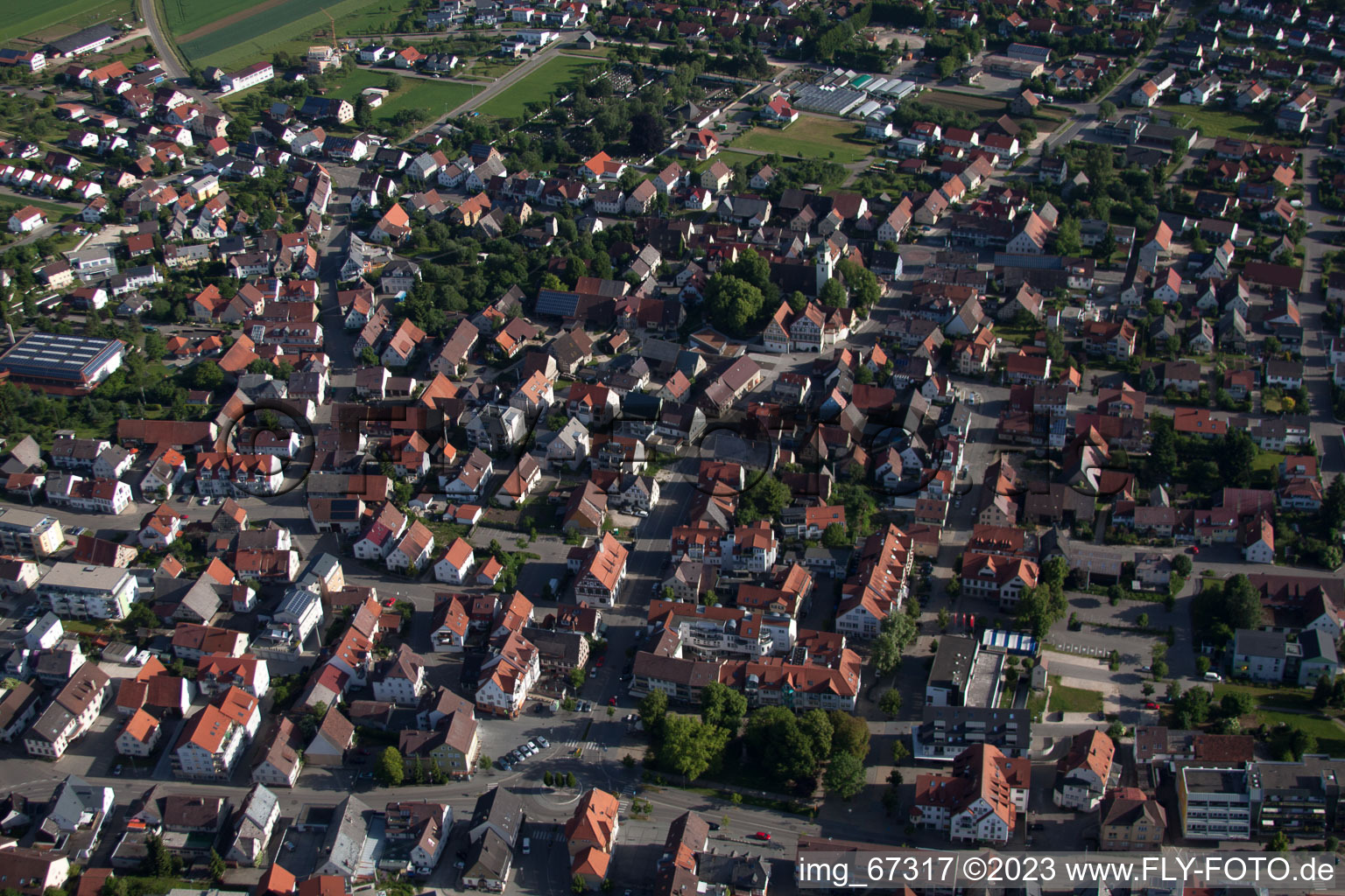 Laichingen in the state Baden-Wuerttemberg, Germany viewn from the air