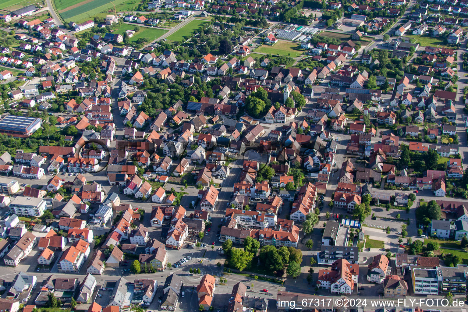 Laichingen in the state Baden-Wuerttemberg, Germany seen from above