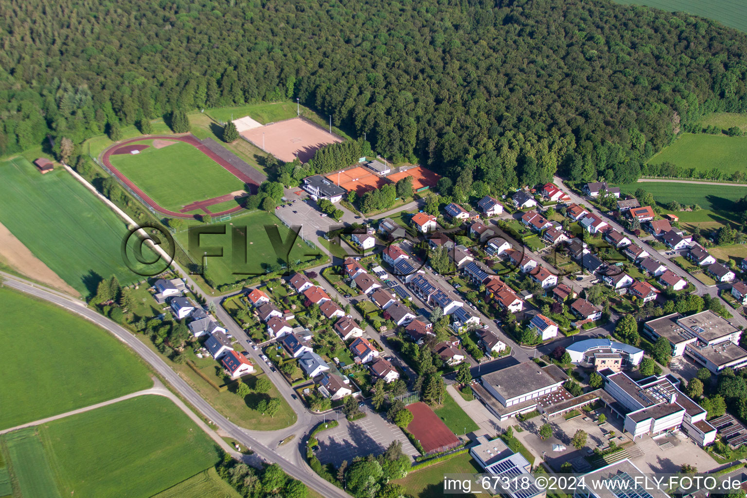 Laichingen in the state Baden-Wuerttemberg, Germany from the plane