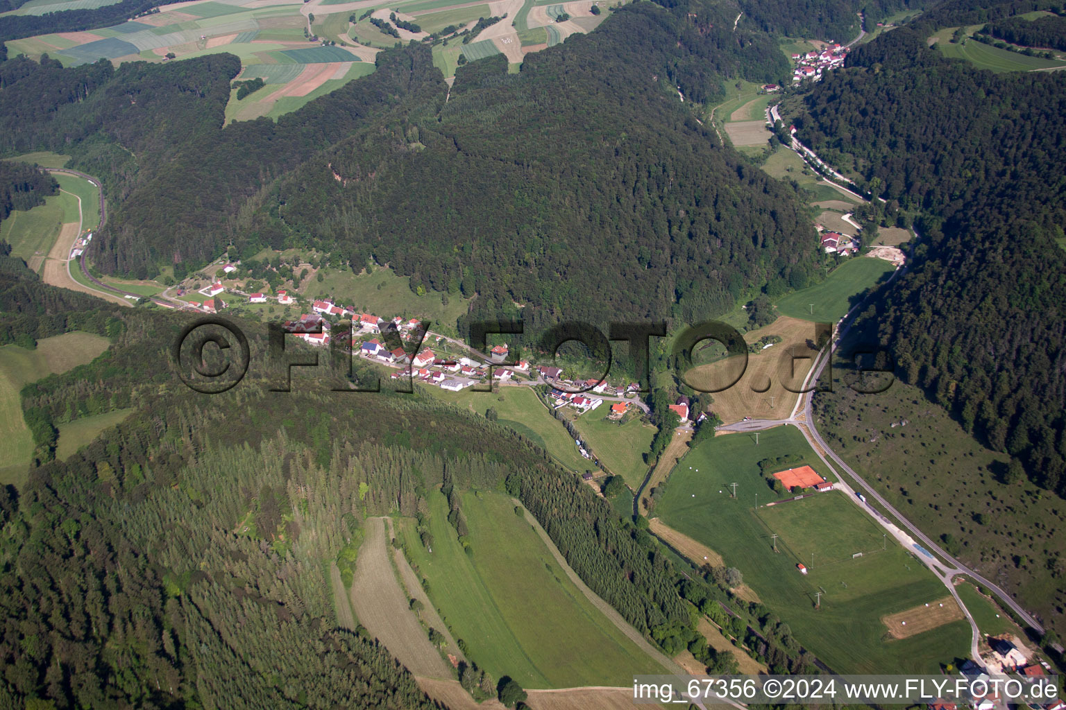 Aerial view of Gundershofen in the state Baden-Wuerttemberg, Germany