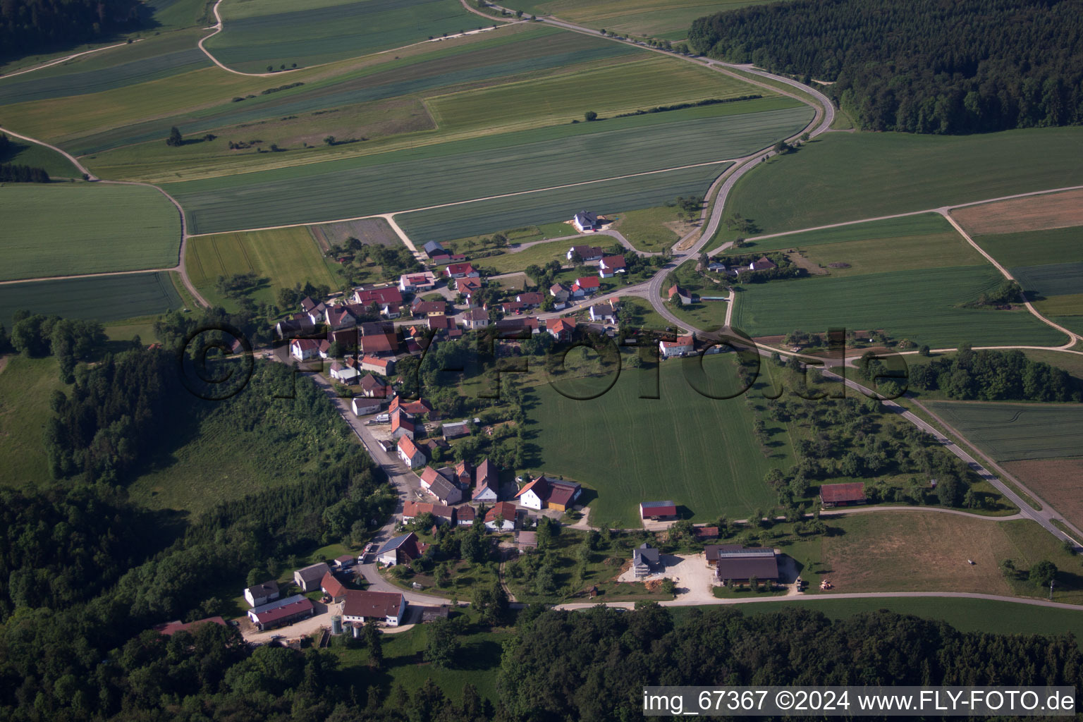 Village - view on the edge of agricultural fields and farmland in Briel in the state Baden-Wurttemberg