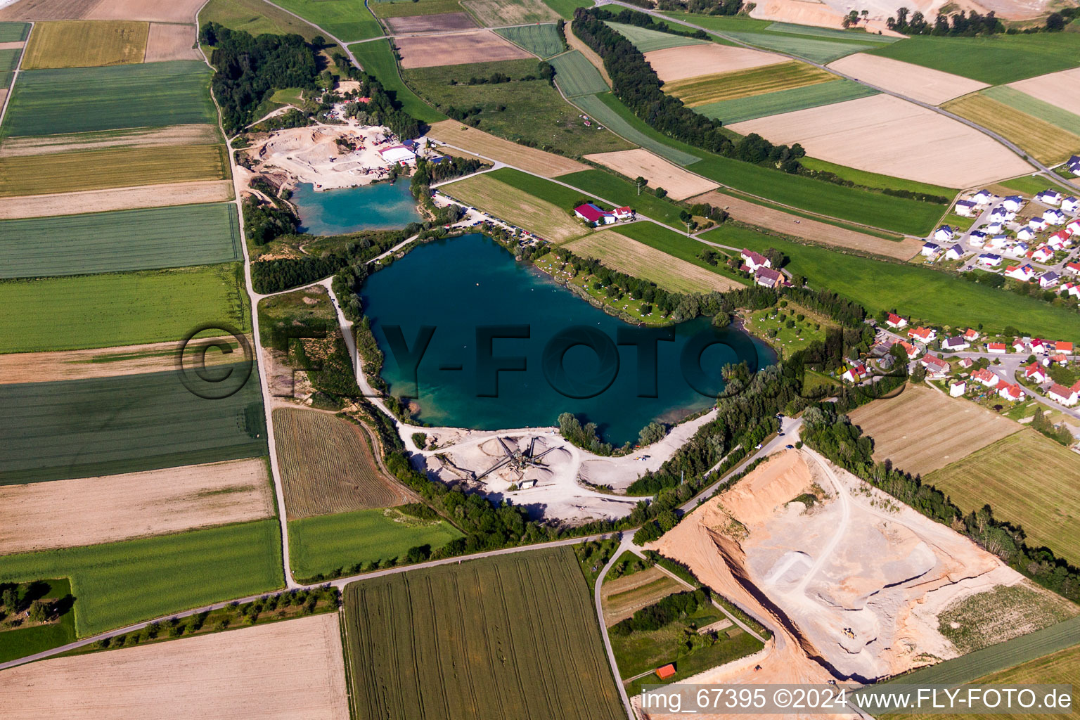 Site and tailings area of the gravel mining Kieswerk Schaefer GmbH Fritz Neubrand in the district Alberweiler in Schemmerhofen in the state Baden-Wurttemberg, Germany