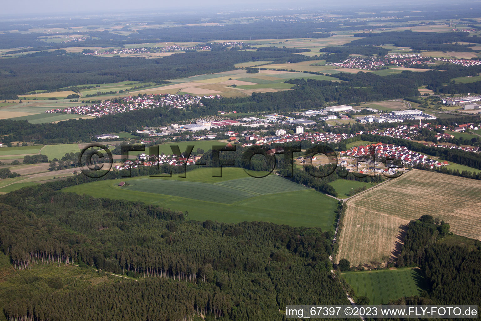 Aerial view of Biberach an der Riss in Biberach an der Riß in the state Baden-Wuerttemberg, Germany