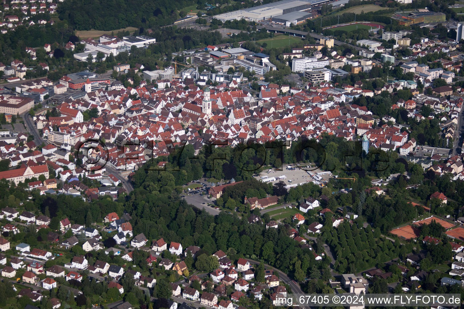 Town View of the streets and houses of the residential areas in Biberach an der Riss in the state Baden-Wurttemberg