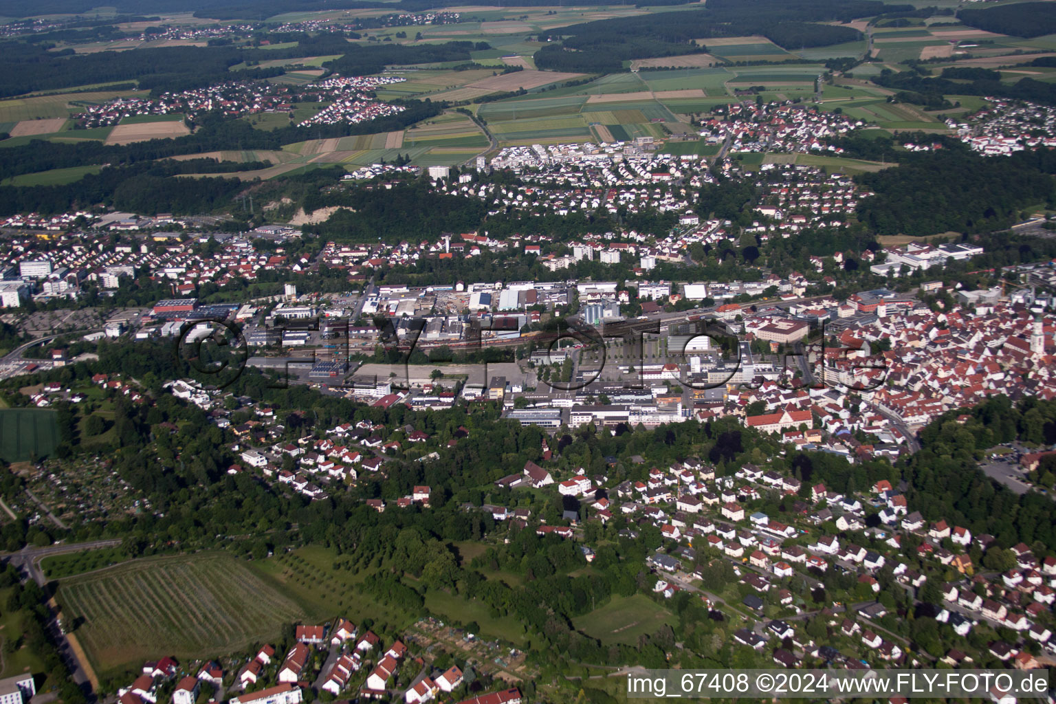 Aerial view of Biberach an der Riß in the state Baden-Wuerttemberg, Germany