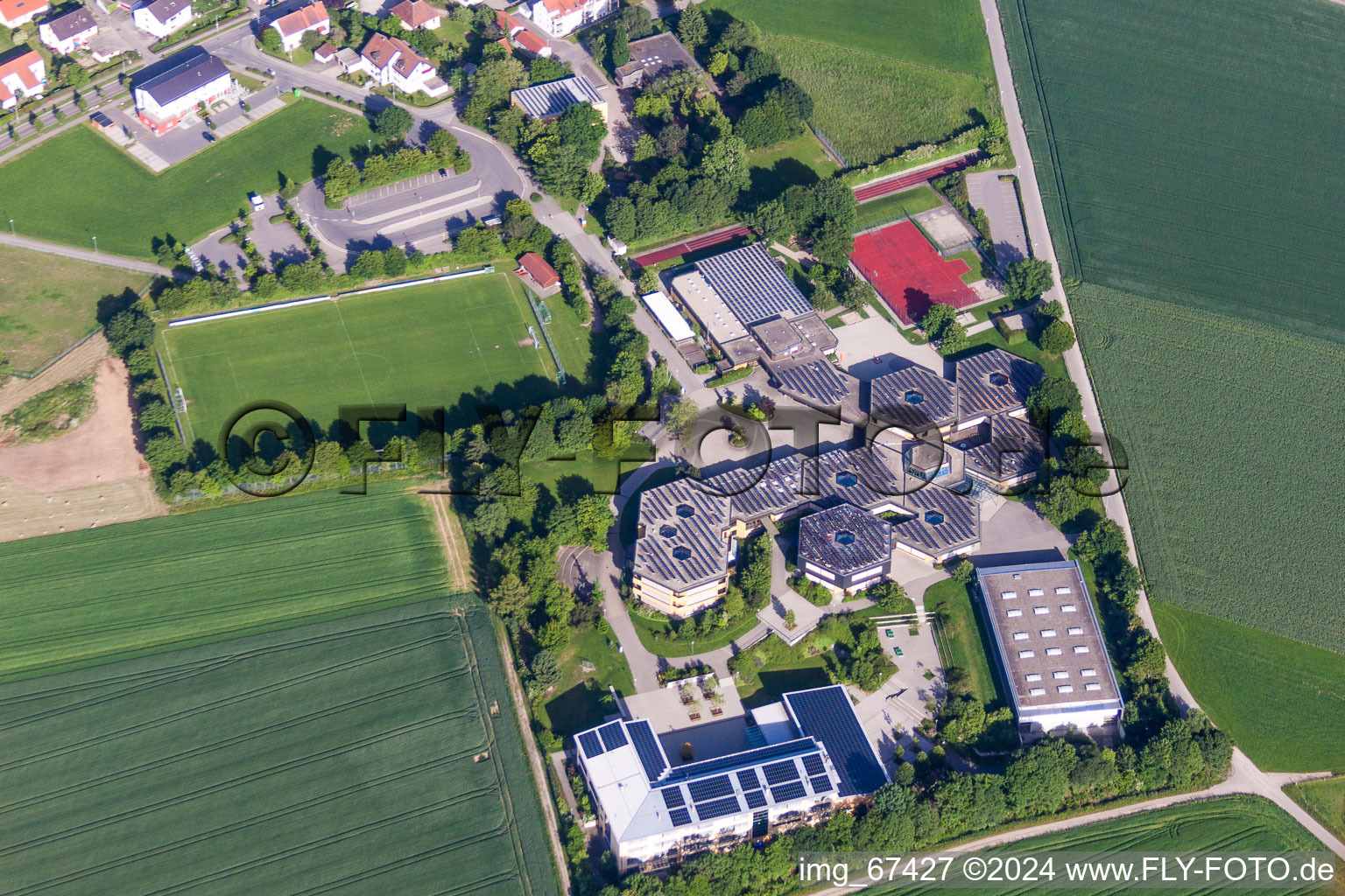 School building of the Bischof-Sproll-Educational Center primary, secondary and high school in the district Rißegg in Biberach an der Riß in the state Baden-Wuerttemberg, Germany