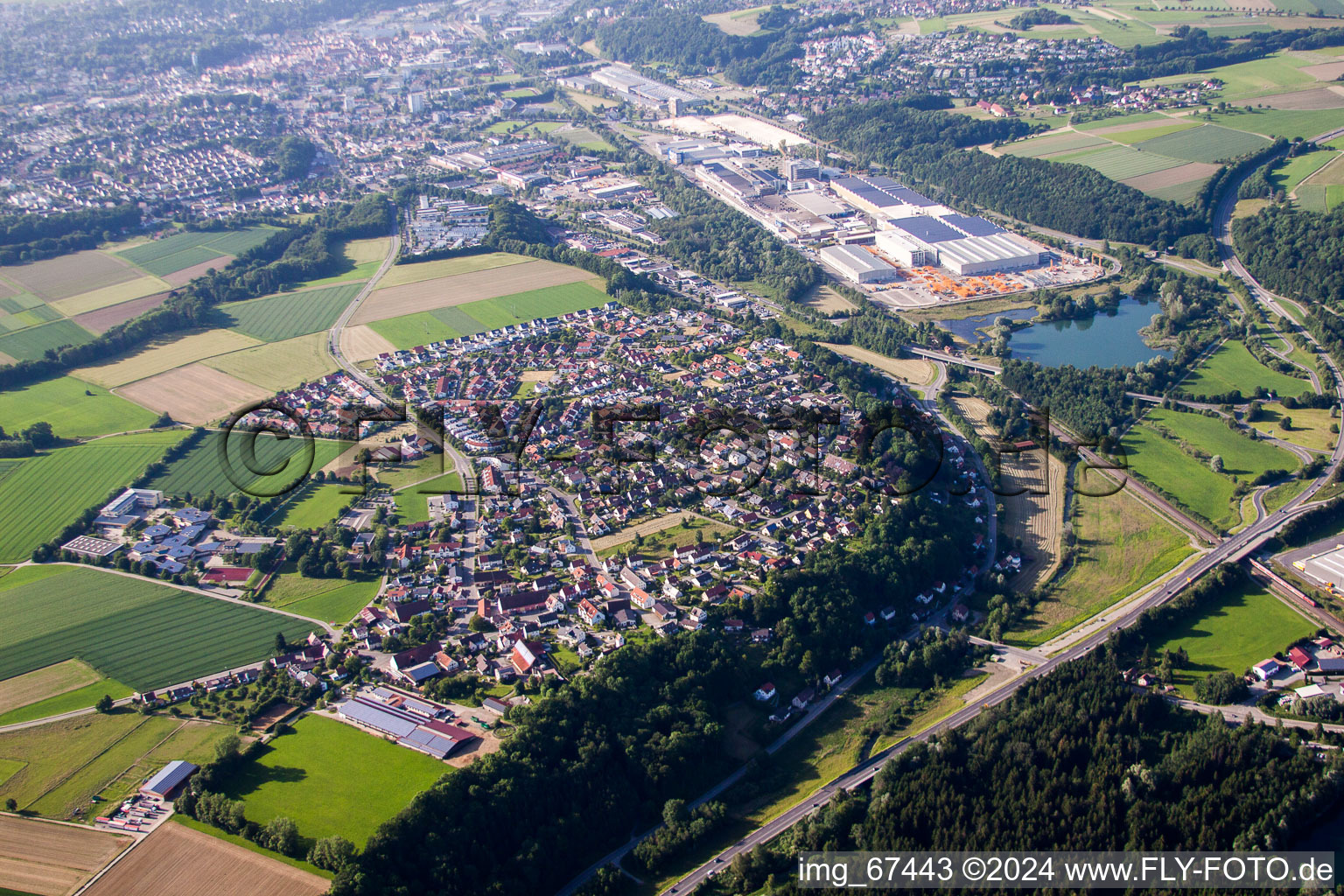 Building and production halls on the premises of Liebherr-Werk Biberach GmbH in Biberach an der Riss in the state Baden-Wurttemberg, Germany