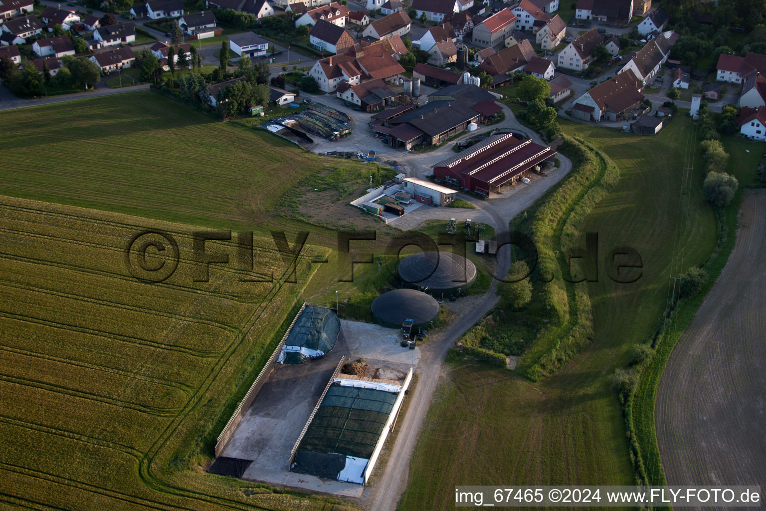 Silage storage and biogas plants in Tiefenbach in the state Baden-Wuerttemberg, Germany