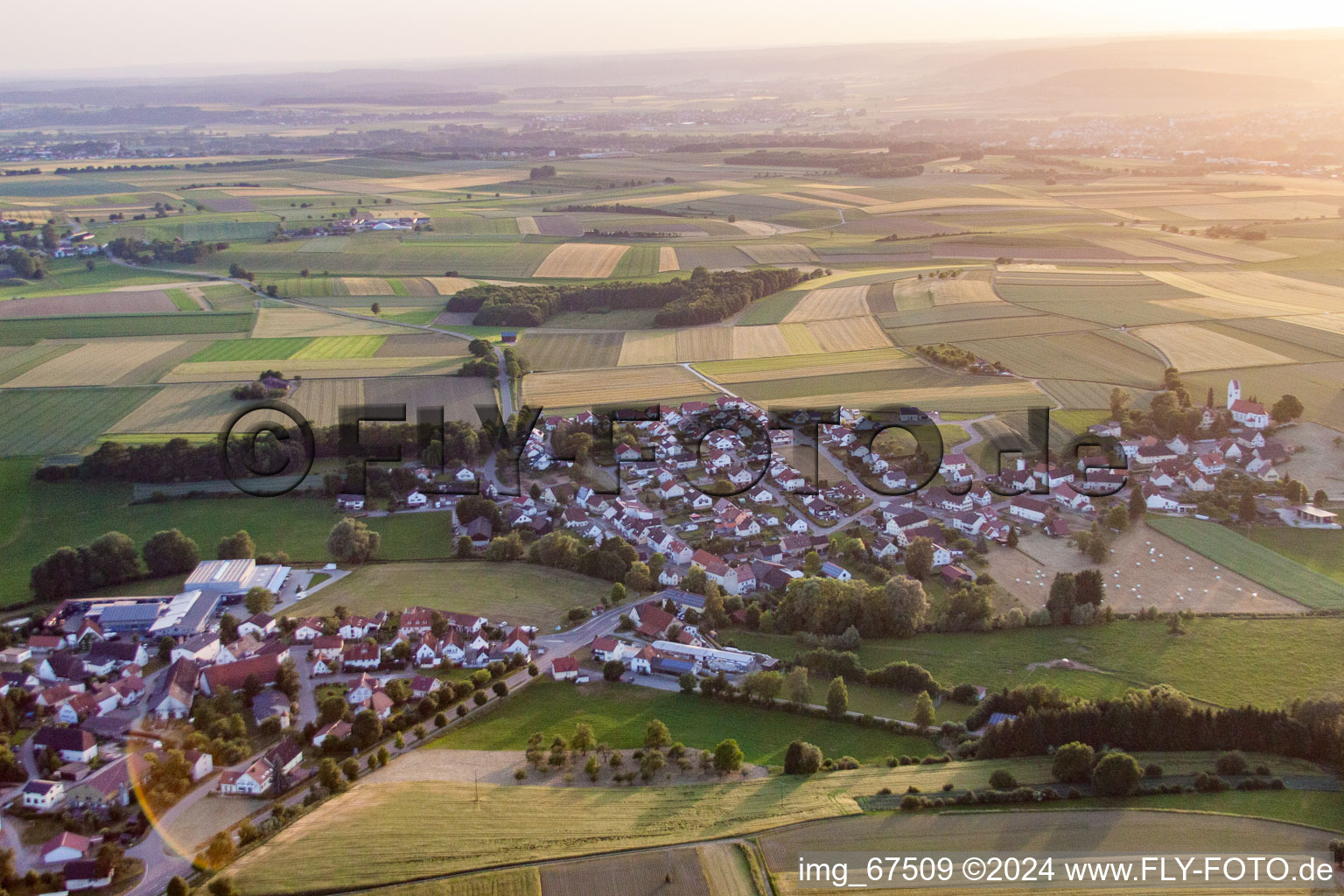 Aerial view of Hailtingen in the state Baden-Wuerttemberg, Germany