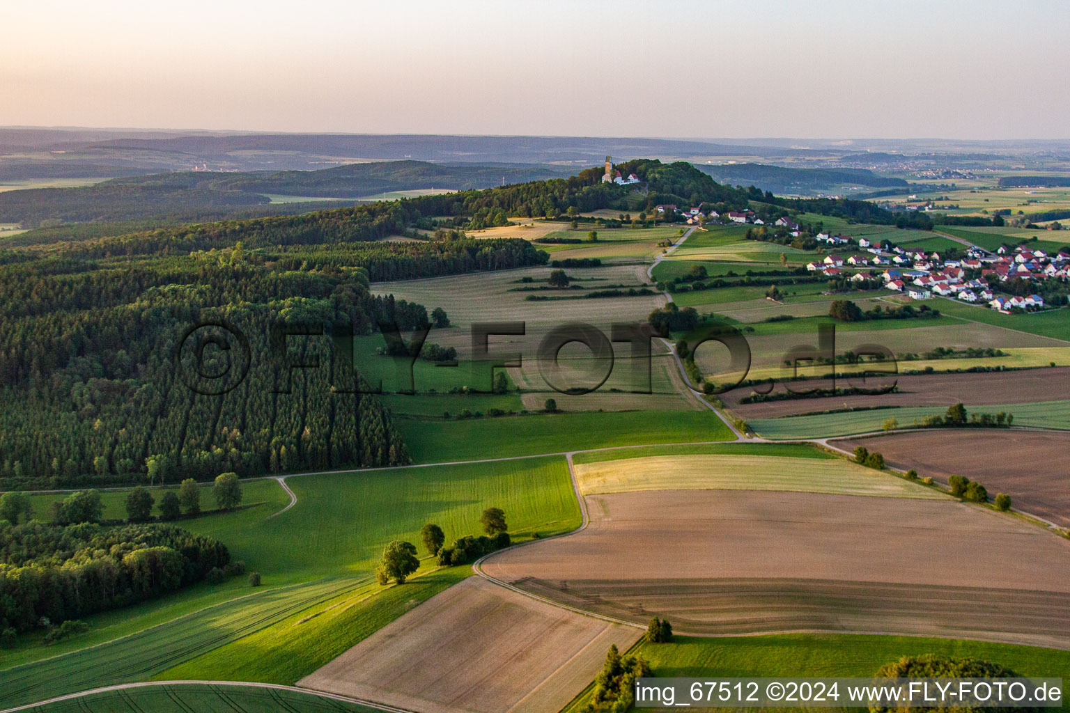 Aerial photograpy of The Bussen - holy mountain of Upper Swabia in the district Offingen in Uttenweiler in the state Baden-Wuerttemberg, Germany