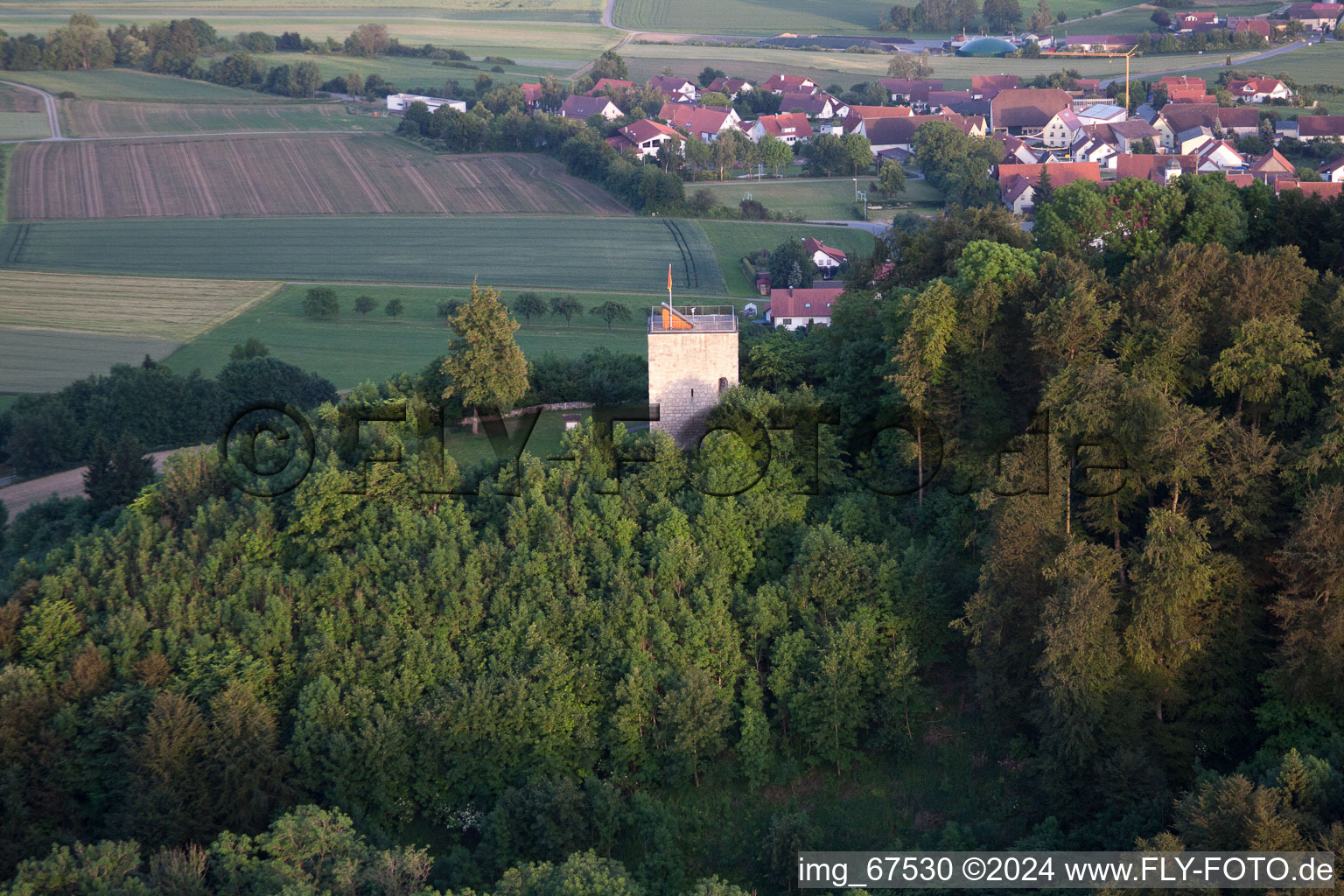 Oblique view of Uttenweiler in the state Baden-Wuerttemberg, Germany