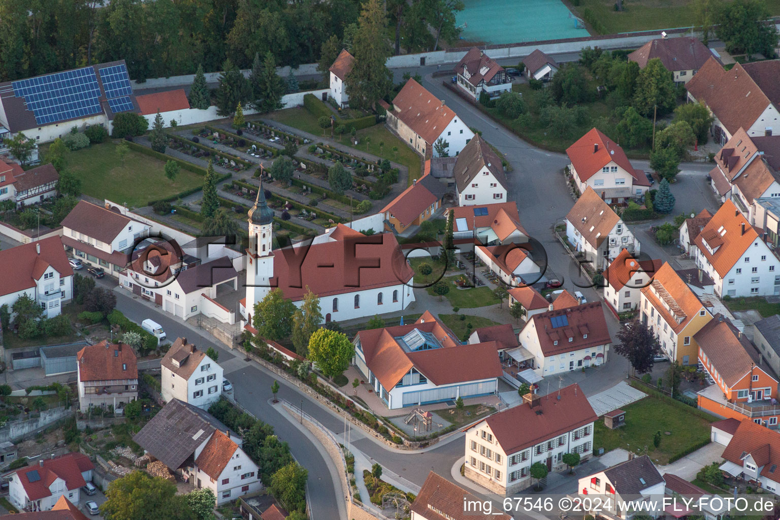 Church building in the village of in Obermarchtal in the state Baden-Wurttemberg, Germany