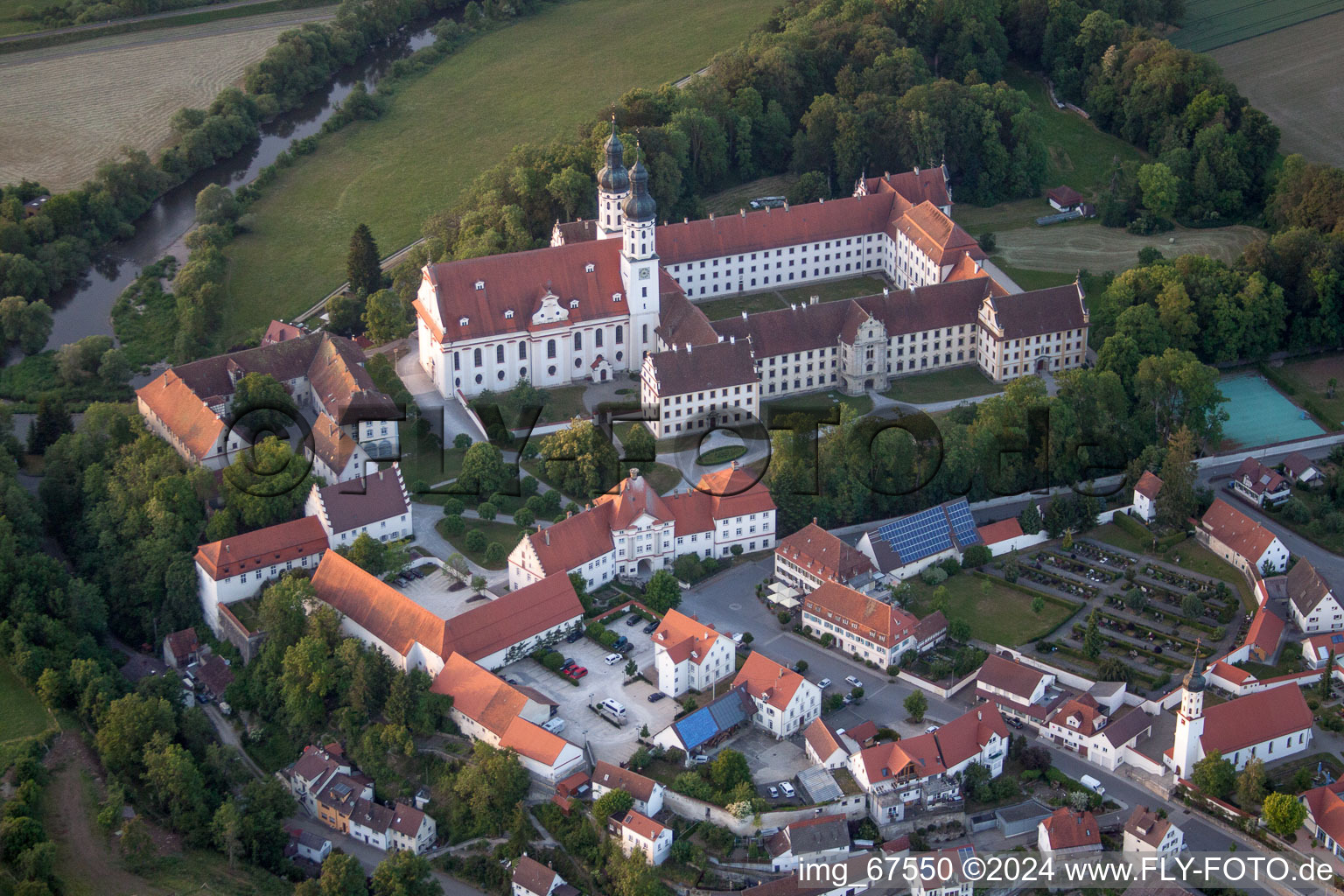 The monastery Obermarchtal in the borough of Obermarchtal in the state of Baden-Wuerttemberg. Today, at the site with its wall, its church St. Peter and Paul is used by the academy for teachers Obermarchtal of the diocese Rottenburg-Stuttgart