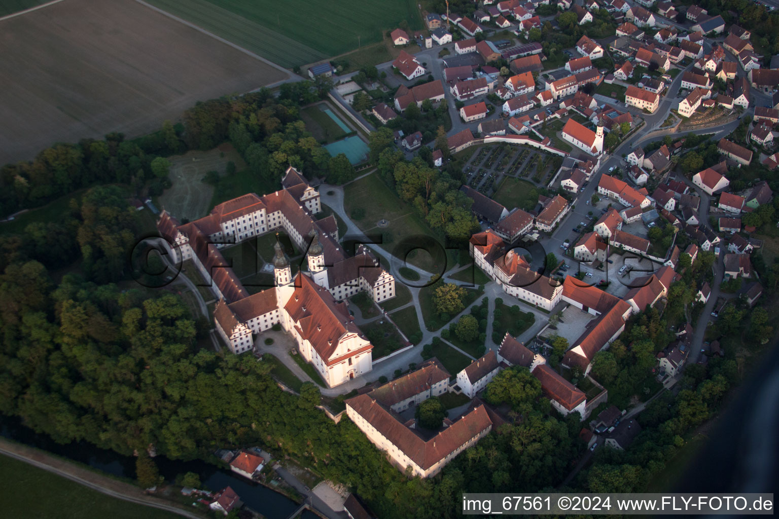 Obermarchtal in the state Baden-Wuerttemberg, Germany from above