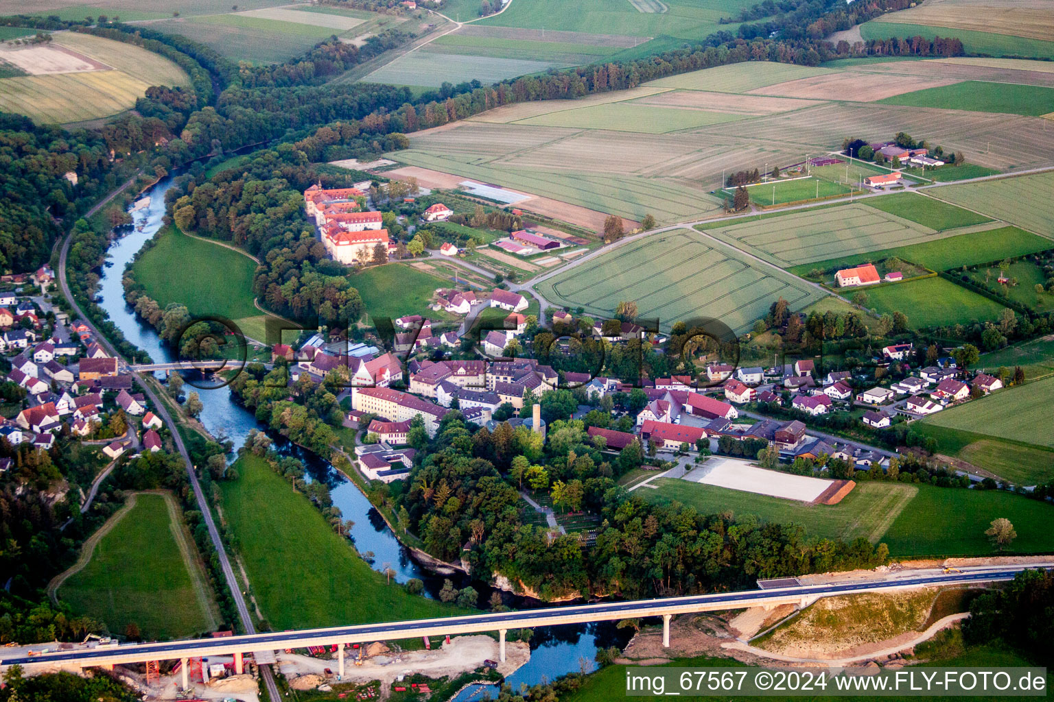 Complex of buildings of the monastery Untermarchtal at the river Danube in Untermarchtal in the state Baden-Wurttemberg, Germany